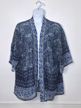 Wild Blue x Sadie Robertson Kimono Sz L Floral Sheer Cottagecore Boho Festival
